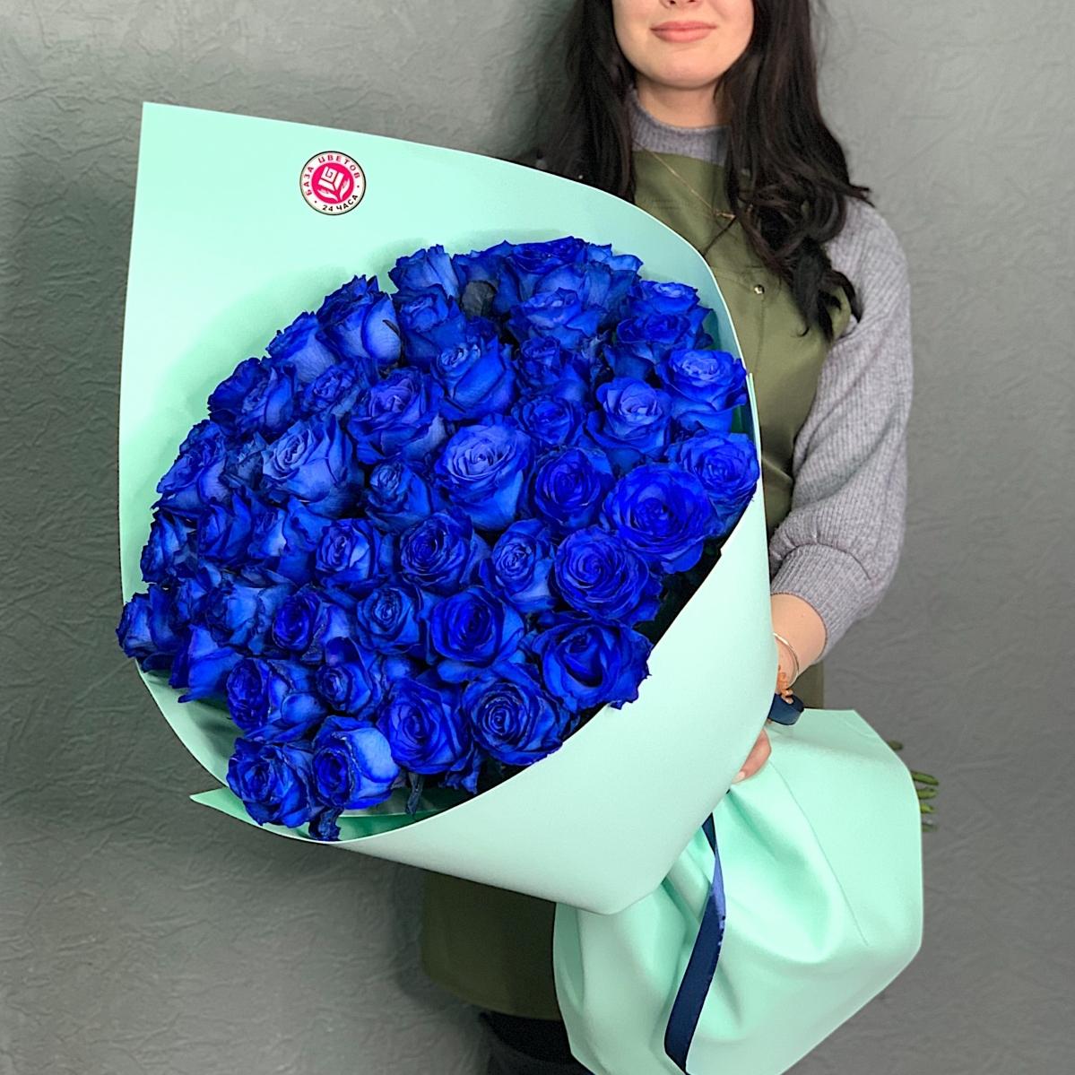 Розы (Эквадор) синие  70 см