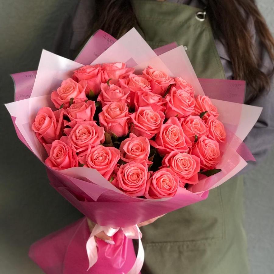 Розовые розы 50 см 25 шт. (Россия) код: 65120