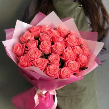 Розовые розы 50 см 25 шт. (Россия) код: 65120