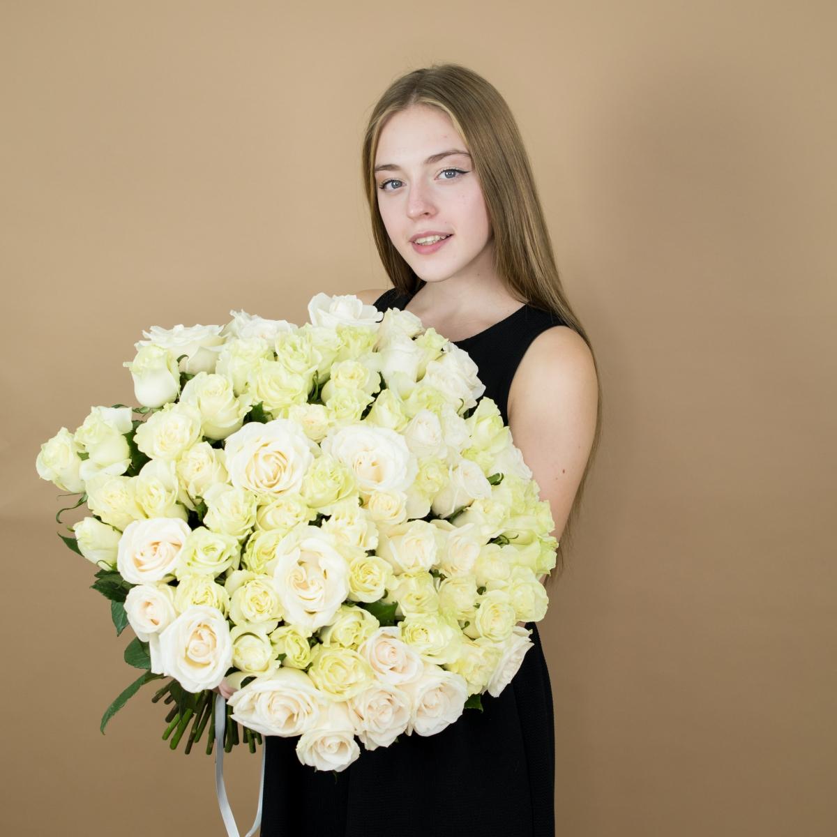 Розы Эквадор белые 40 см