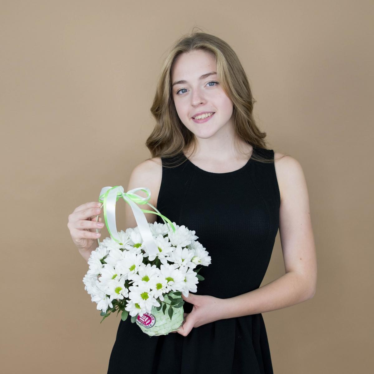 Хризантема белая в корзине (№  17280pskov)