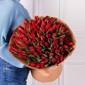 Красные тюльпаны 101 шт код товара: 27808pskov